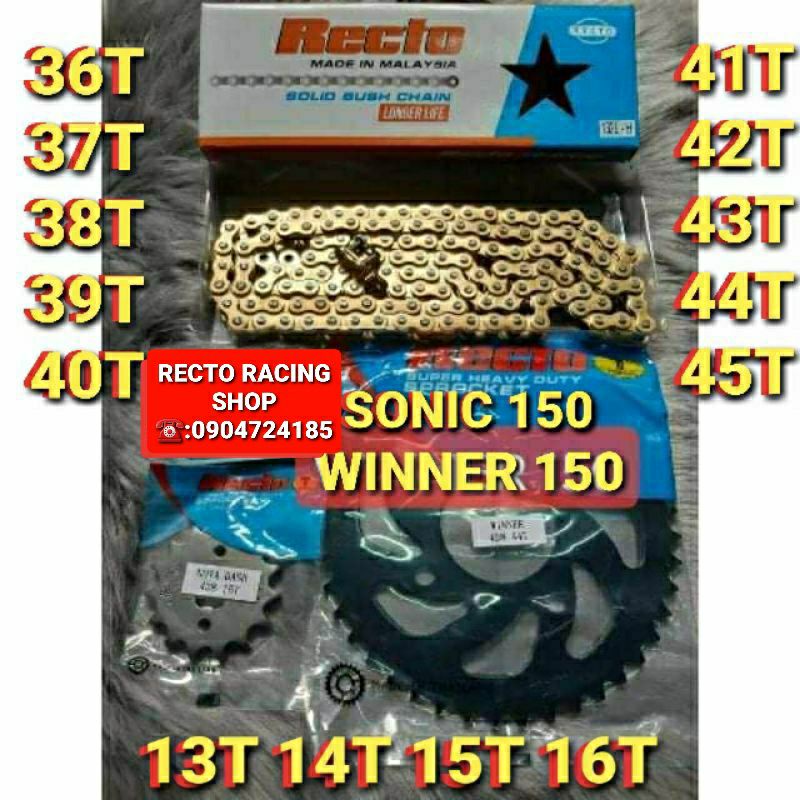 NHÔNG SÊN DĨA SÊN VÀNG WINNER V1/WINNER X/SONIC 150/CBR 150 VERZA DĨA 36,37,38,39,40,41,42,43,44,45 NHÔG 13,14,15,16