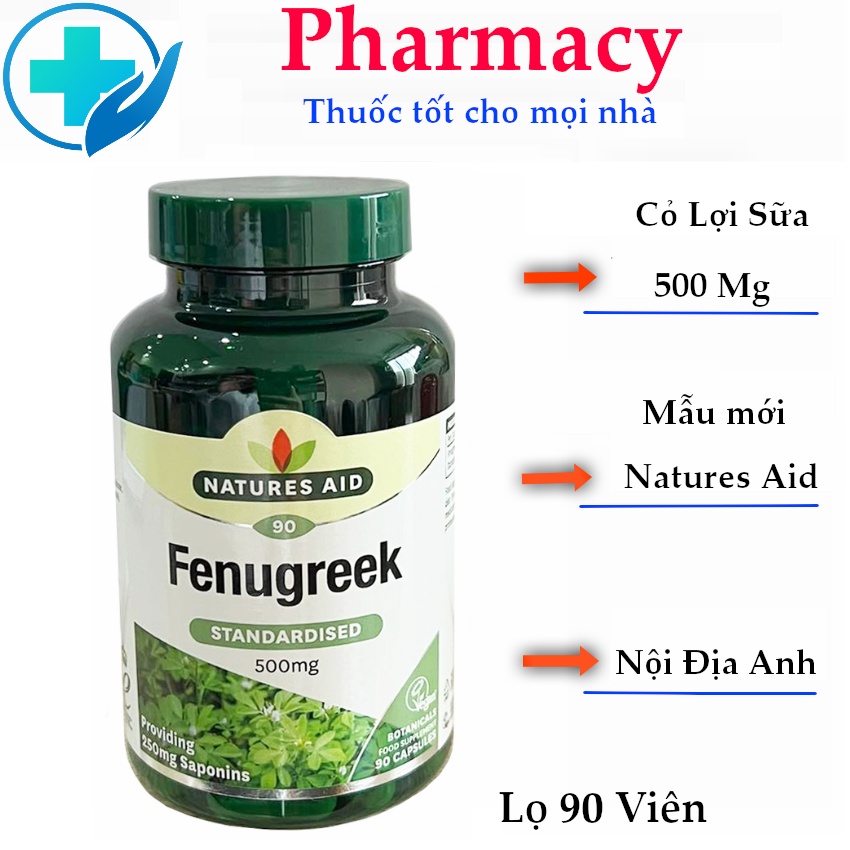 Viên uống lợi sữa cỏ cà ri Fenugreek Natures Aid 500mg - Mẫu Mới