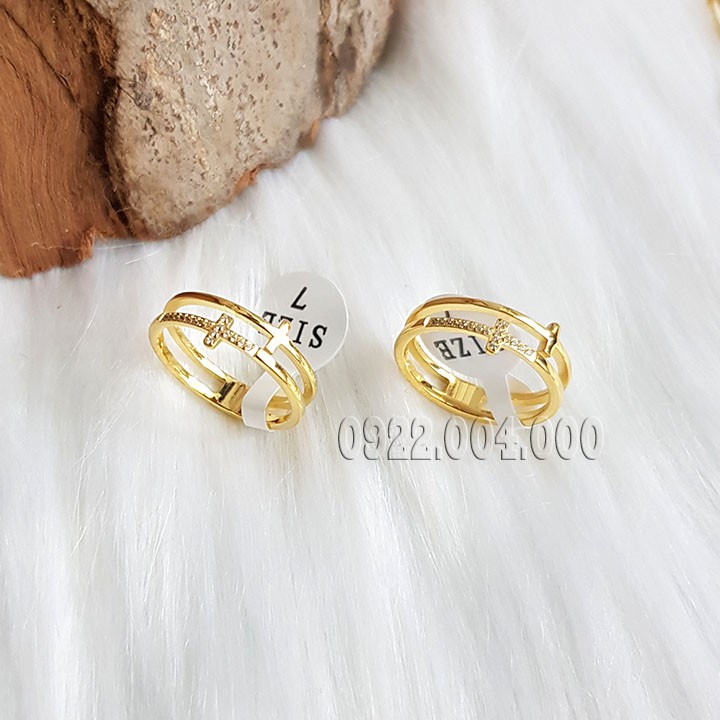 Nhẫn nữ cá tính, nhẫn titan đính đá nhỏ NZ1743.