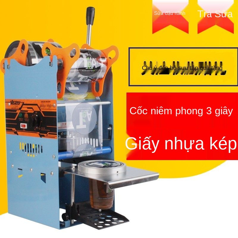 POPHIL Máy niêm phong cốc trà sữa ép tay Hướng dẫn sử dụng Thương mại Nước gia đình nhỏ đậu nành Uống dán [Gửi v1