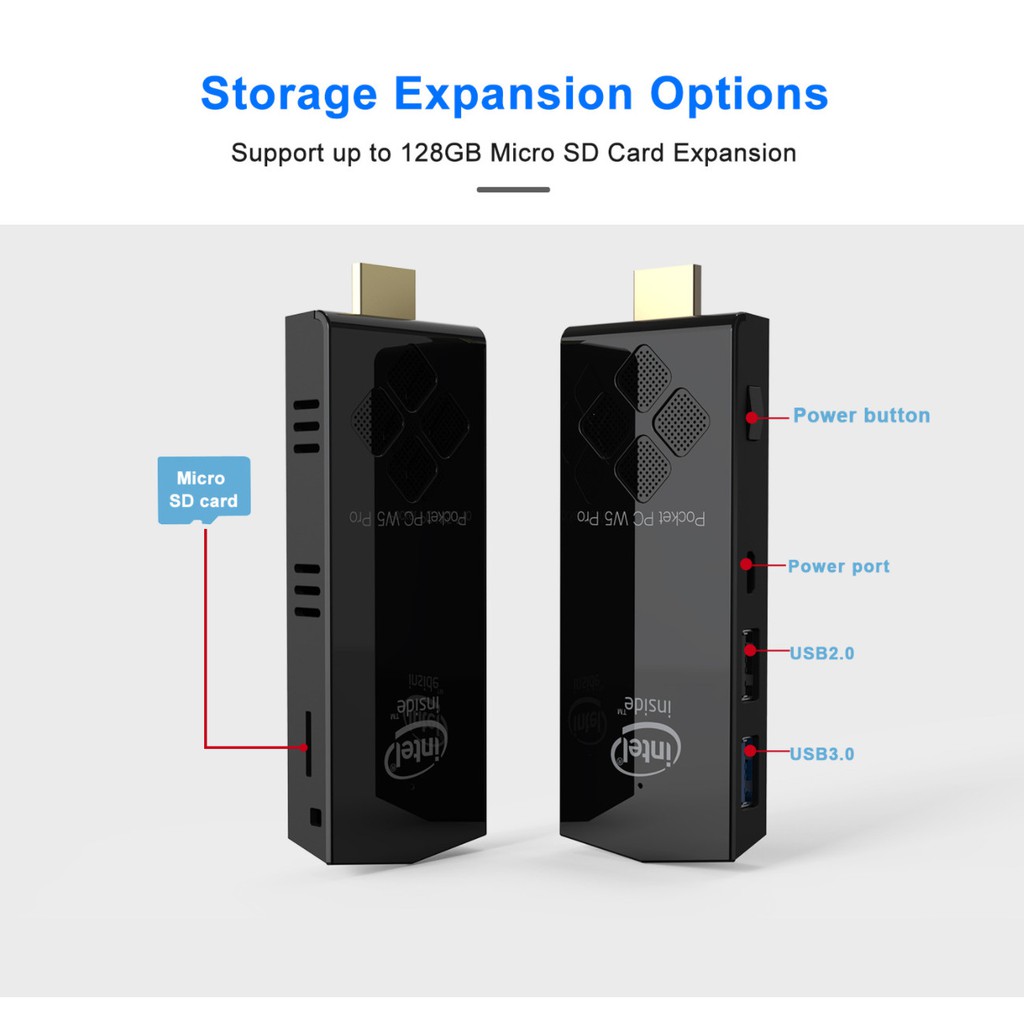 Máy tính Intel Pocket PC mini compute stick windows 10 64bit, Ram 2GB,CPU Z3735F 💻🖥 | BigBuy360 - bigbuy360.vn