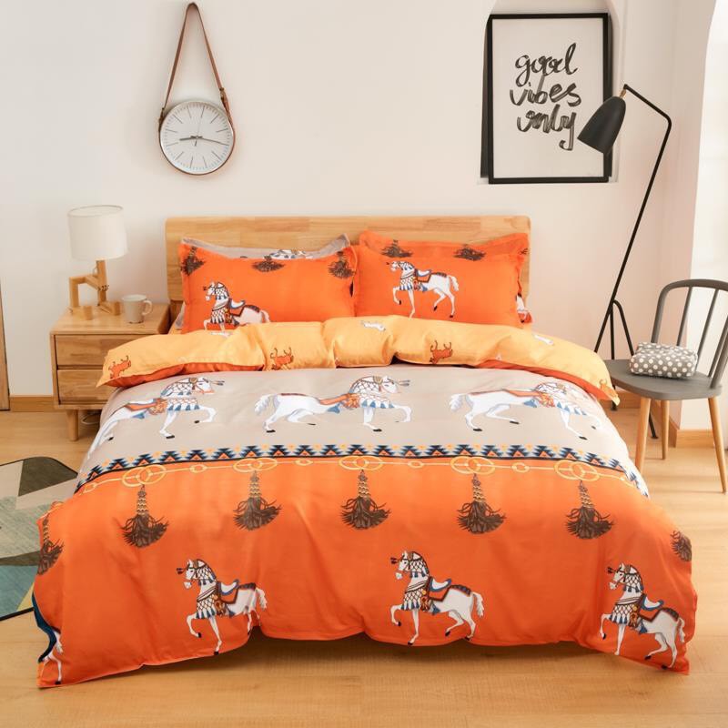 Bộ Chăn ga cotton poly Emmidecor cao cấp - mẫu quả ngựa cam giá tốt