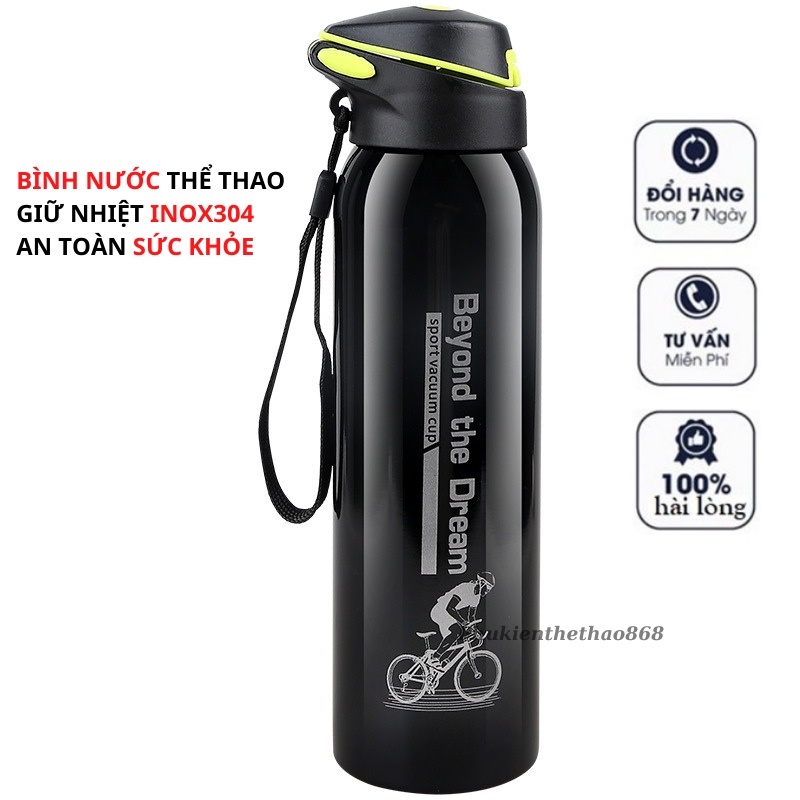 Bình Nước Xe Đạp Thể Thao 500ml, Chai Nước Tập Gym Inox304 Loại 1 Phù Hợp 4 Mùa, Giá Đỡ Bình Nước Xe Đạp