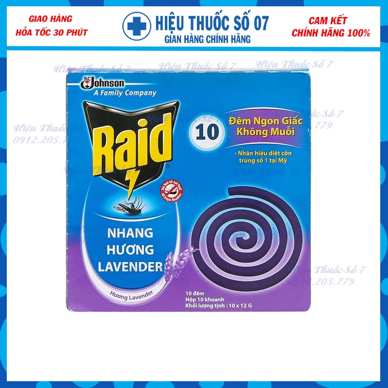 10 khoanh nhang muỗi Raid hương Lavender