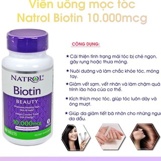 NATROL BIOTIN 10.000MG HỖ TRỢ MỌC TÓC, MÓNG KHỎE