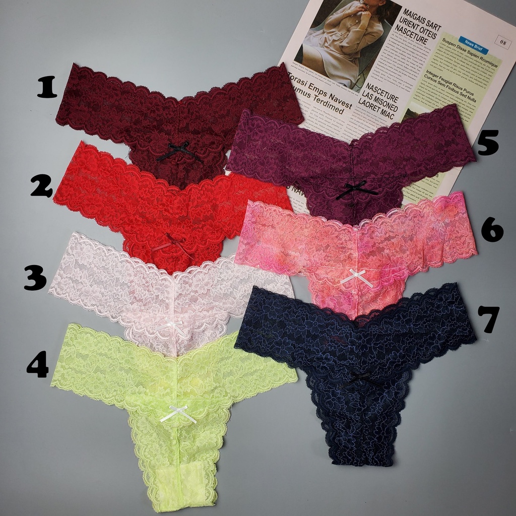 Quần lót ren lọt khe sexy mẫu chữ T gợi cảm 7 màu hoa mai NHÀ SÒ Panties QL36