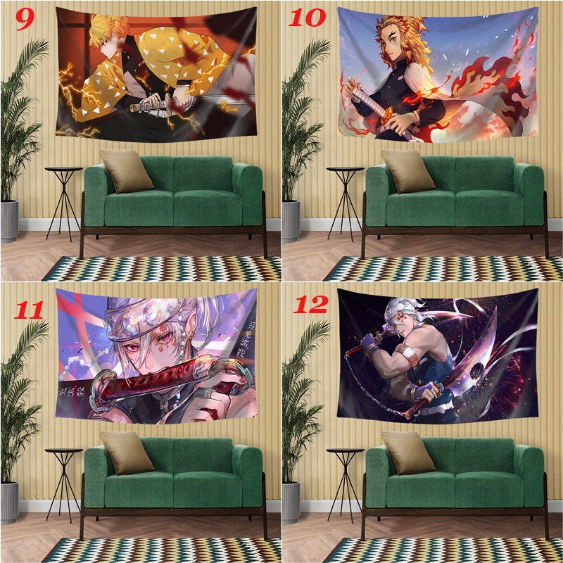 Thảm Treo Tường Trang Trí In Hình Anime Demon Slayer Chất Liệu Polyester