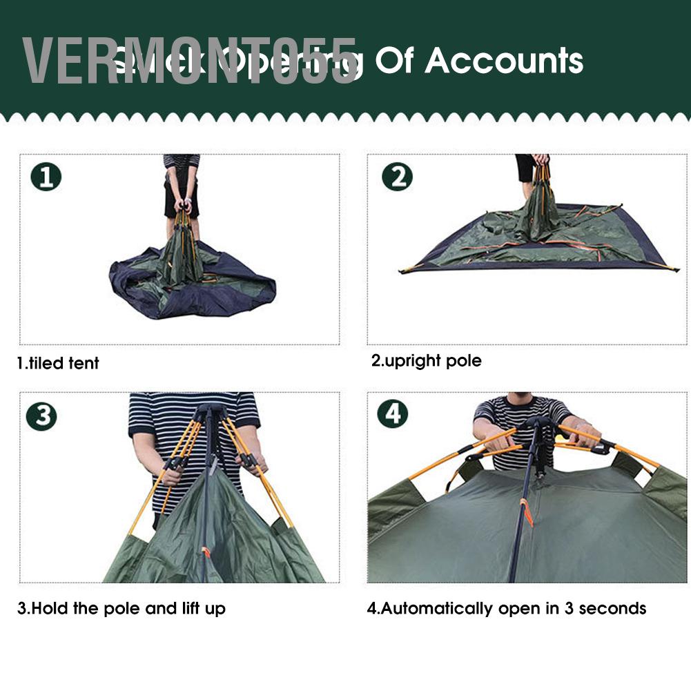 Có thể bán buôn Lều Cắm Trại Tự Động Chống Tia UV Chống Thấm Nước Cho Gia Đình 3-4 Người Hàng giao ngay vermont055