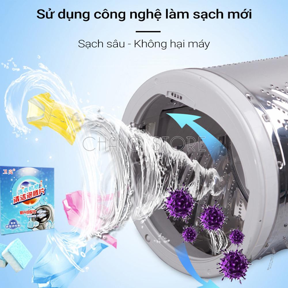 Hộp 12 Viên Tẩy Vệ Sinh Lồng Máy Giặt Diệt Khuẩn, Khử Mùi, Tẩy Chất Cặn Hiệu Quả