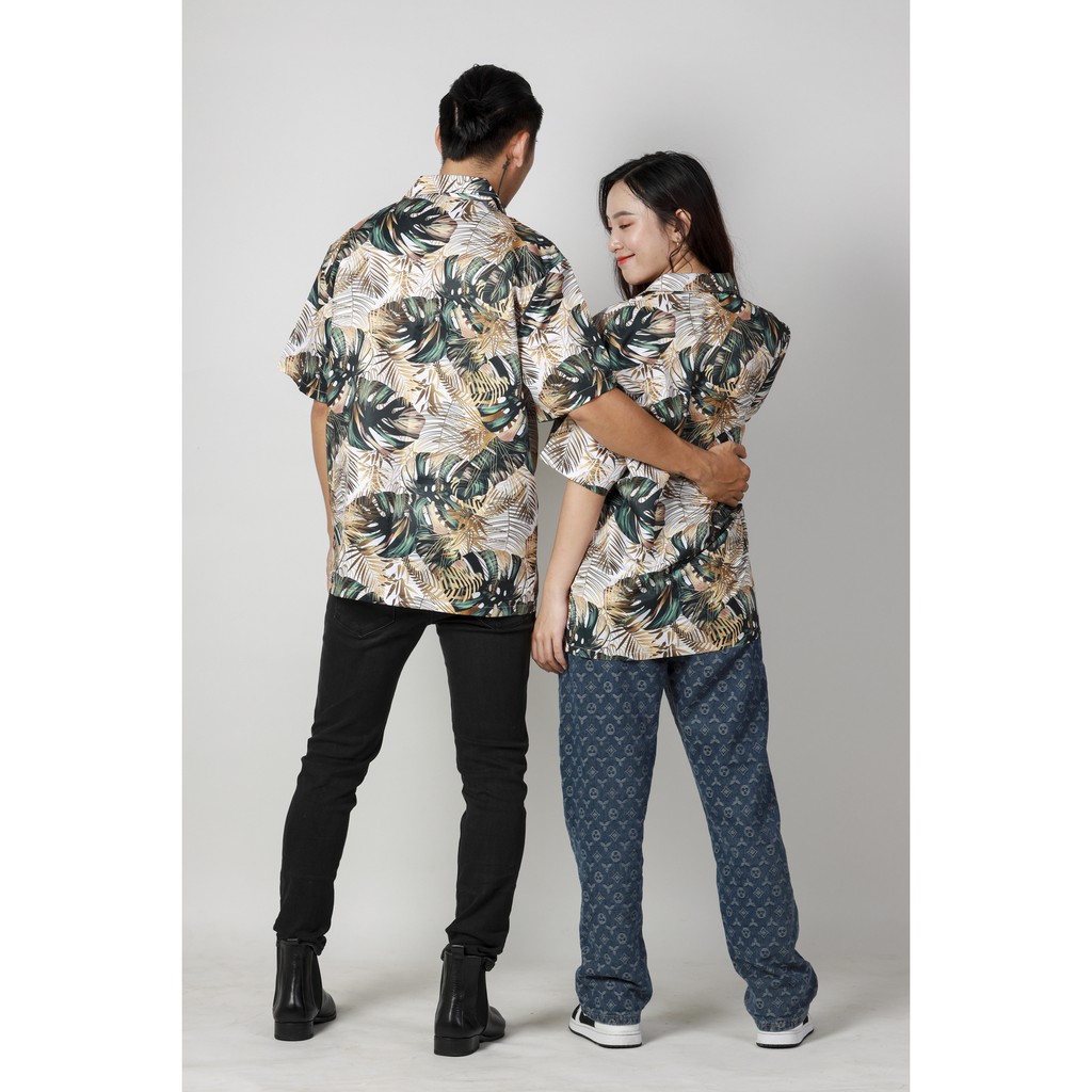 Áo Sơ Mi nam nữ Hoạ Tiết Tay Ngắn Cổ Vest Uniex Thời Trang Vải Lụa Local Brand M Studio