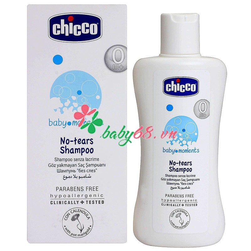 Sữa tắm gội chai Chicco cho bé 200ml, 500ml chiết xuất từ hoa cúc cho bé 0M+
