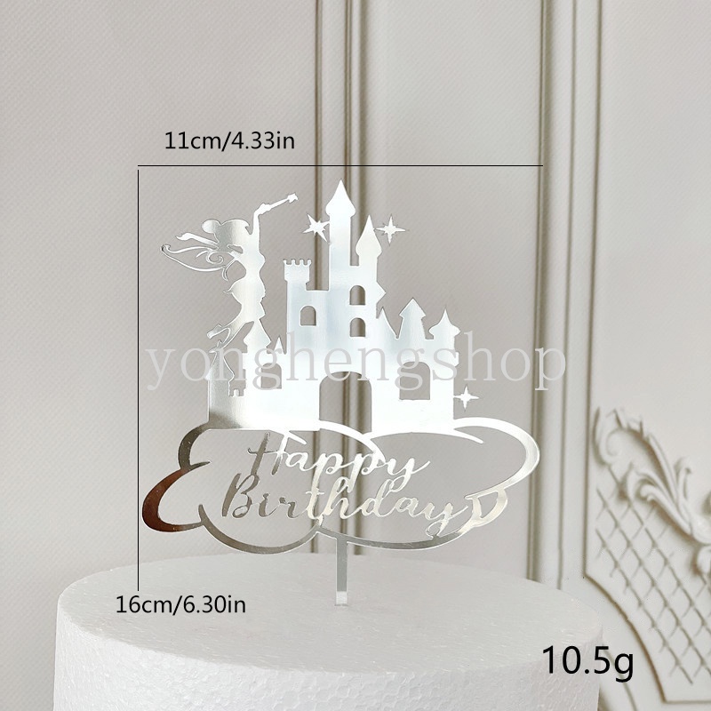Topper Cắm Trang Trí Bánh Kem Sinh Nhật Hình Lâu Đài Tuyết Bằng Acrylic