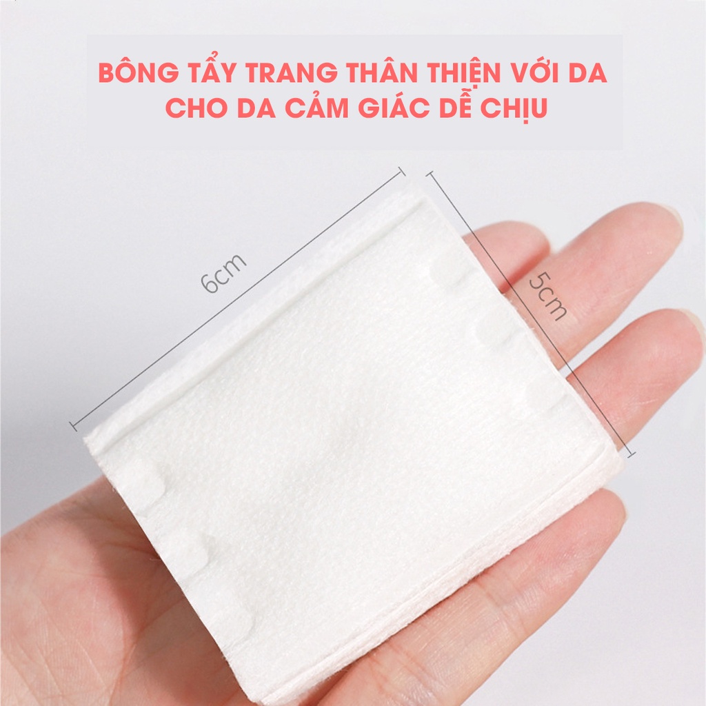 Bông tẩy trang 222 miếng Natural Cotton Pads 3 lớp chất lượng cao 100% cotton tự nhiên Love Nature Goldenlife