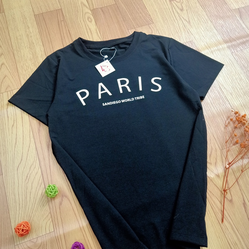 Áo Thun Nữ Màu Trắng Đen In Chữ PARIS SANDIEGO WORLD TRIBE Dễ Thương Local Brand DLX Áo Phông Nữ Đẹp