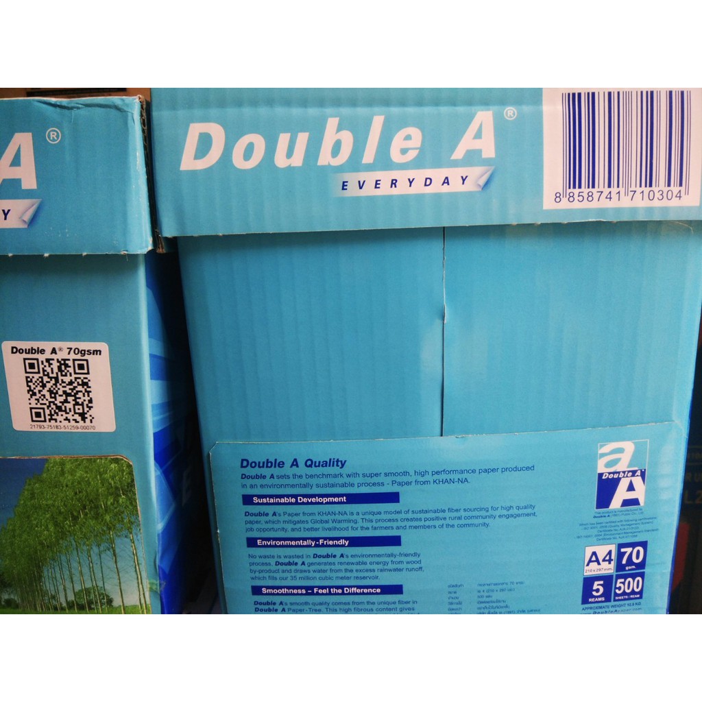 [CHẤT] 5 tập giấy double A A4 đl 70 gsm