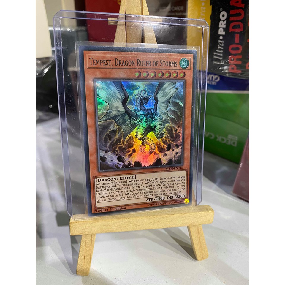 Lá bài thẻ bài Yugioh Tempest Dragon Ruler of Storms - Super gold Rare - Tặng bọc bài nhựa bảo quản