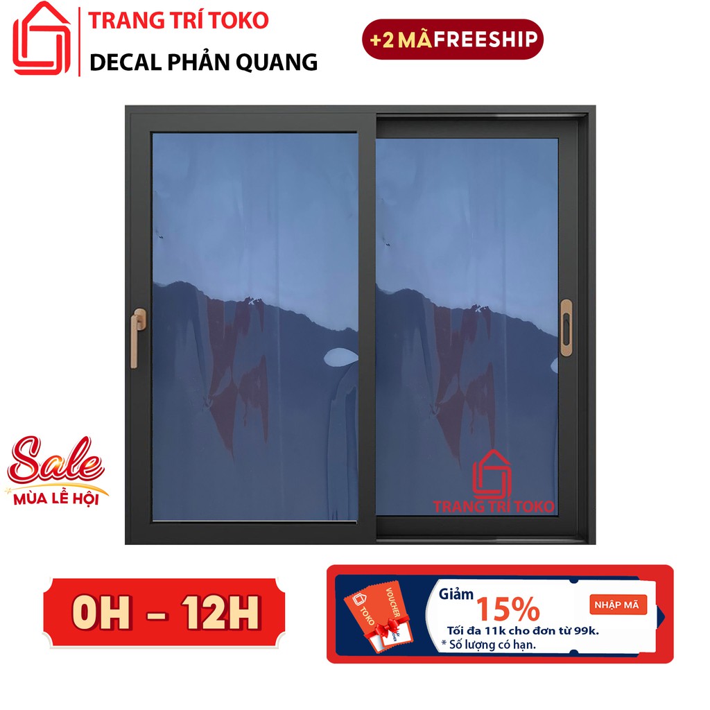 Bán từ 0.5m| Decal phản quang dán văn phòng, phòng ngủ khổ 100cm, Giấy đềcan dán kính phòng tắm, chống nhìn trộm màu đen