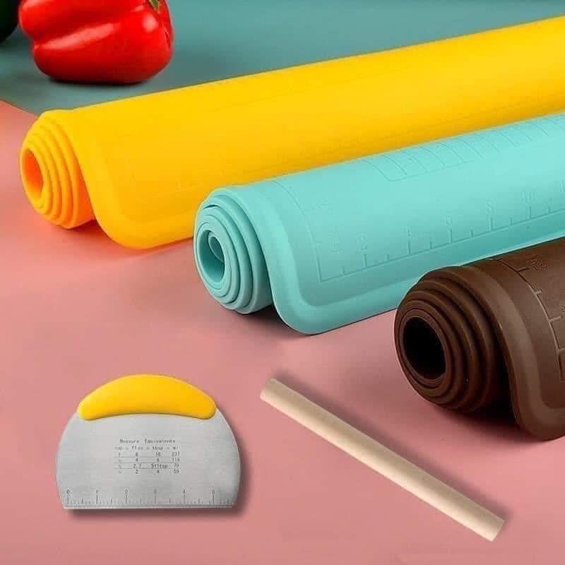 SET THẢM SILICONE 3 MÓN LÀM BÁNH CÁN BỘT SIZE TO