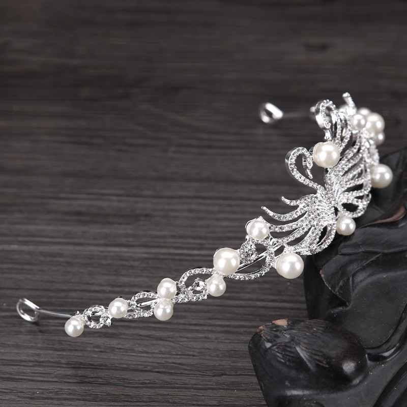 Vương miện đính ngọc trai sang trọng thời trang trang trí tóc cho cô dâu