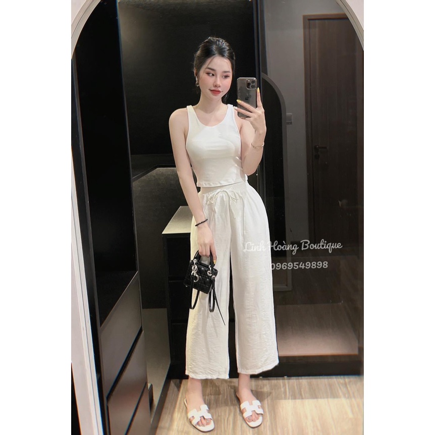 Quần đũi ống rộng chất đũi tơ đẹp siêu mát, quần ống suông thiết kế cẩn thận cạp chun