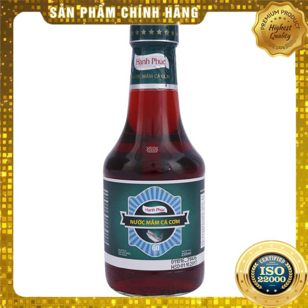 [ Yams Mart ] Nước Mắm Cá Cơm Hạnh Phúc 60 Độ Đạm Chai 250 ML