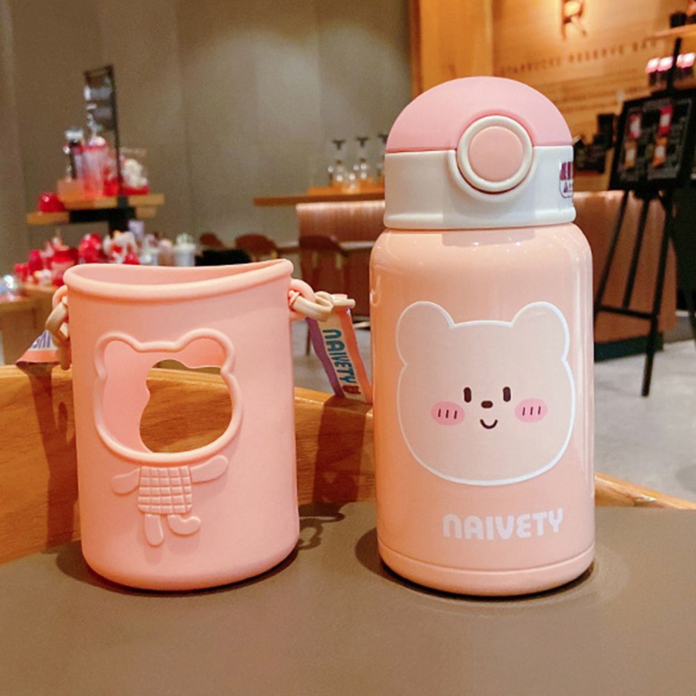 Bình Nước Giữ Nhiệt Bằng Thép Không Gỉ Kèm Ống Hút 450ml Nhiều Màu Sắc