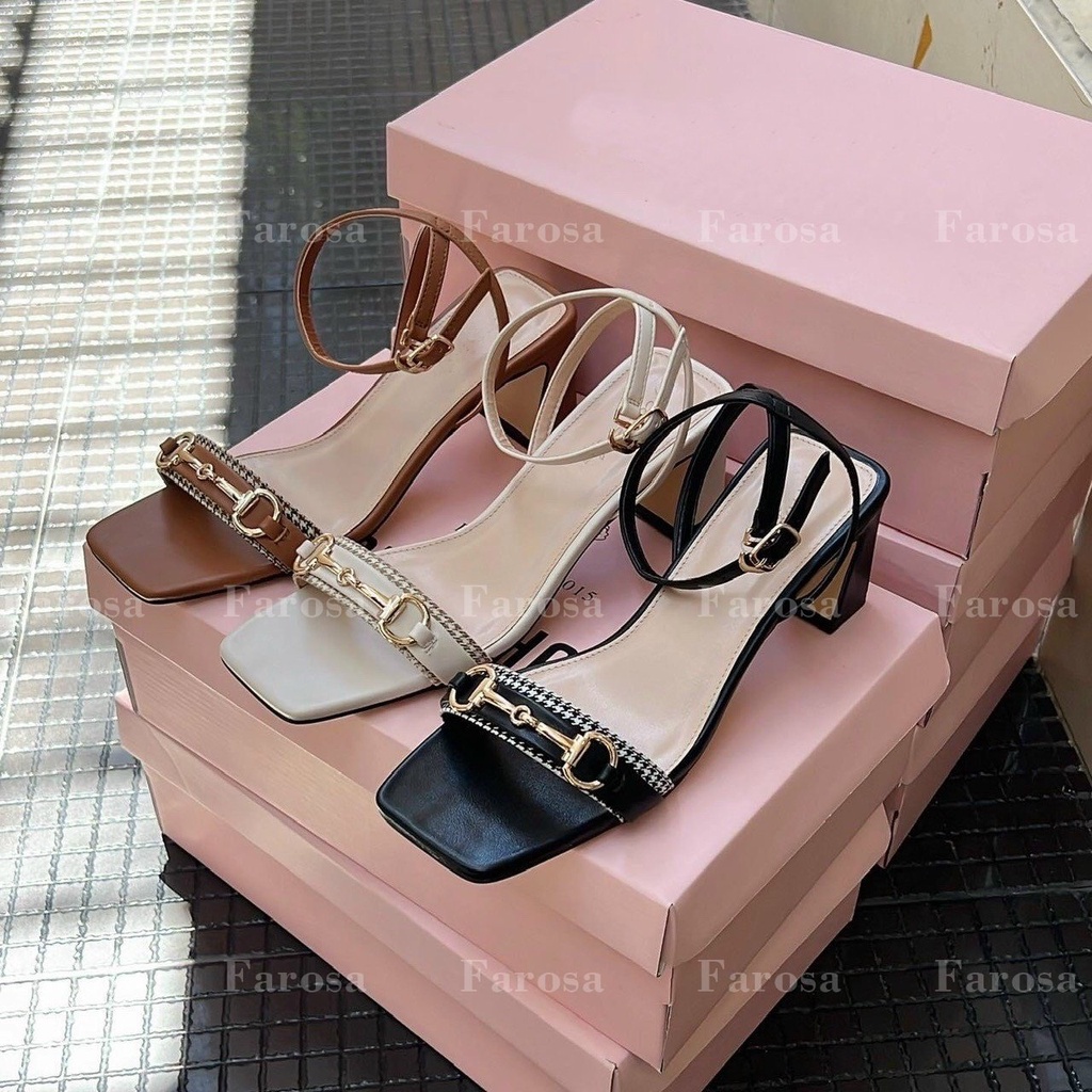 Giày sandal nữ dáng basic xích ngang trẻ trung gót dẹt cao 7p da mềm êm chân mã M125