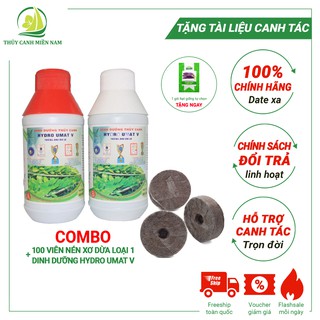 Combo 1 Cặp Dinh Dưỡng Thủy Canh Cho Rau Ăn Lá HYDRO UMAT V và 100 Viên Nén Xơ Dừa TẶNG NGAY 1 Gói Hạt Giống Tự Chọn
