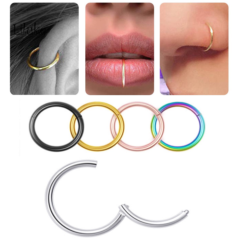 [LK] Vòng mũi bằng thép không gỉ Lip Ear Sụn Body Piercing Septum Hoop