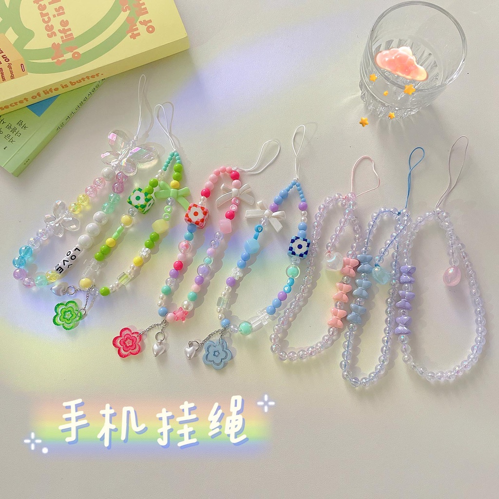 Dây Đeo Điện Thoại Dạng Chuỗi Hạt Nhiều Màu Phong Cách Boho