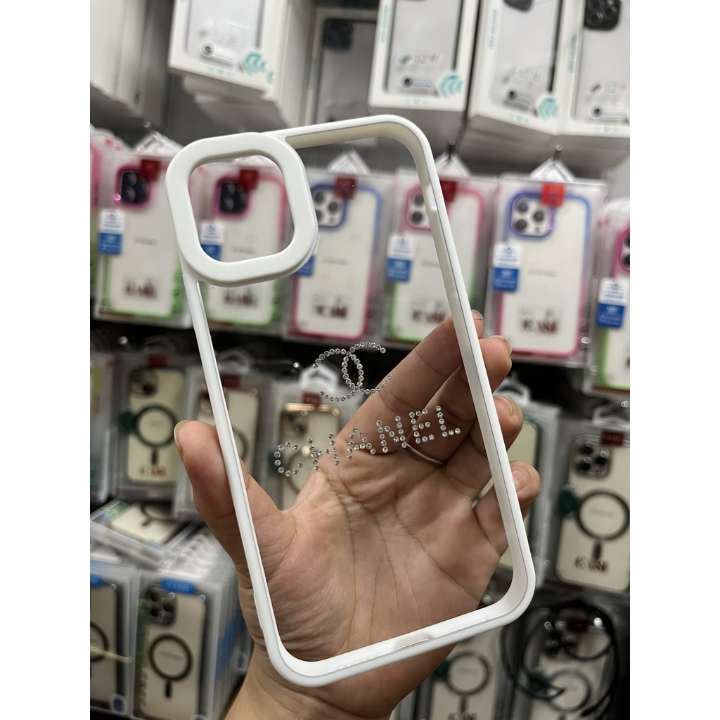 Ốp lưng VIỀN VUÔNG trong gắn đá họa tiết viền màu siêu đẹp iPhone X XS 11 12 13 PRO MAX camera gờ cao