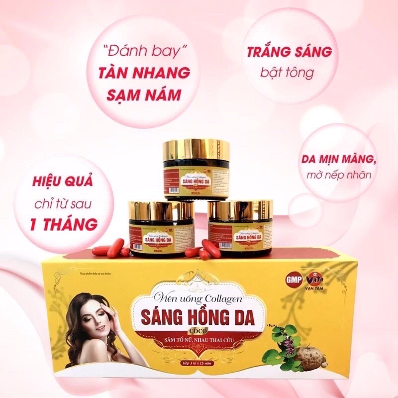 VIÊN UỐNG COLLAGEN SÁNG HỒNG DA - NHAU THAI CỪU - SÂM TỐ NỮ