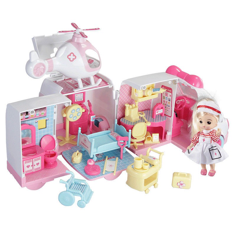 cô gái bệnh viện y tá xe cứu thương trẻ em chơi nhà bác sĩ đồ phù hợp với bé hộp dụng cụ tế mô phỏng