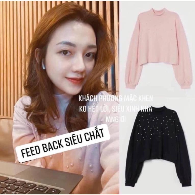 Áo lông mịn đính ngọc thu đông cho nữ vợt sale