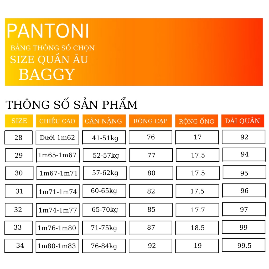 Quần baggy nam ống rộng Pantoni , Quần tây âu nam chất vải tuyết mưa không nhăn không xù loại tây âu Premium thời trang
