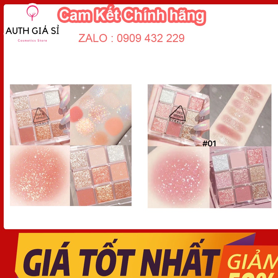 Bảng phấn mắt 9 màu nhũ bắt sáng DIKALU xinh xắn tiện lợi Coco Venus