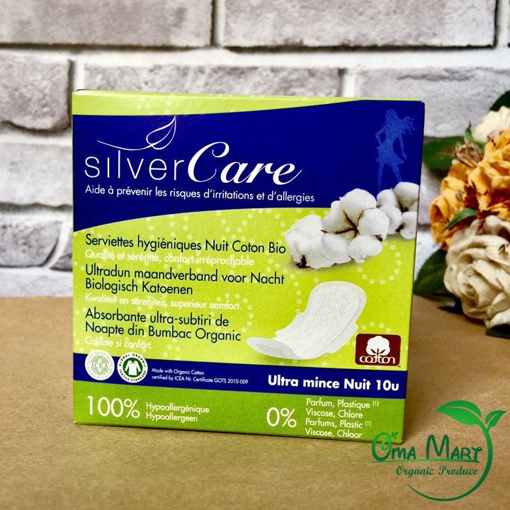 Băng Vệ Sinh Hữu Cơ Siêu Mỏng Có Cánh Ban Đêm Silvercare 10m