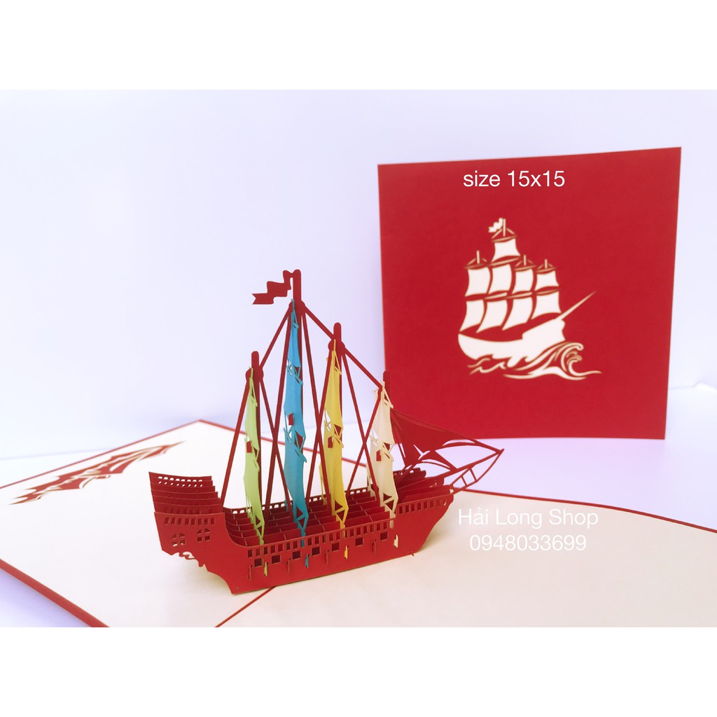 Thuyền 7 ( 4 cánh nhiều màu ) - Boat - Thiệp 3D | BigBuy360 - bigbuy360.vn