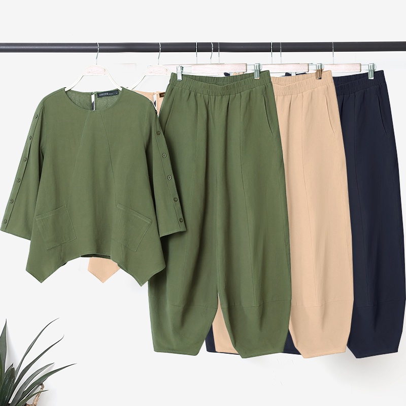 ZANZEA Set Đồ 2 Món Phong Cách Châu Âu Vintage Cho Nữ 3/4