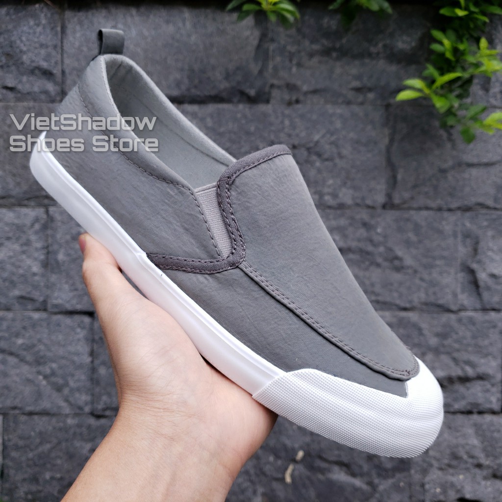 Slip on nam LEYO - Giày lười vải nam 2019 - Vải polyester màu xám - Mã SP A1109