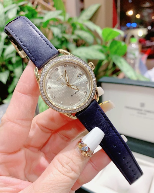 Đồng hồ nữ Citizen FE6112-09P 36mm máy Eco Drive năng lượng mặt trời, kim cương Swarovski, viền mạ vàng