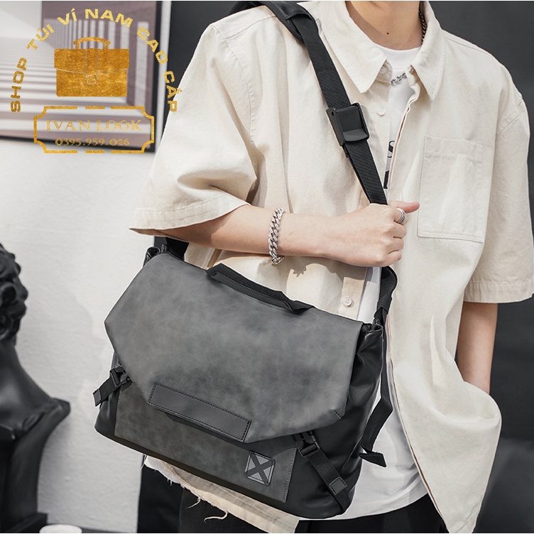 Túi Đeo Chéo Nam Messenger Phong Cách Thời Trang Hàn Quốc - Chất Liệu Da PU Chống Thấm Nước Kiểu Dáng Thời Thượng