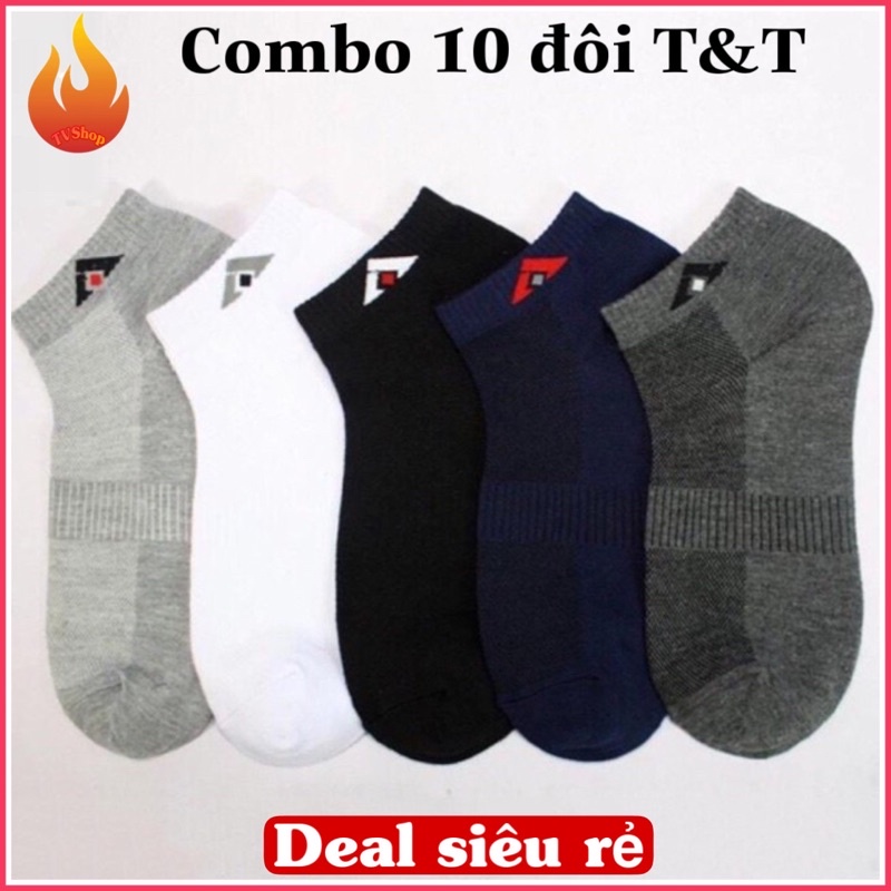 Combo 10 đôi tất  nam cổ ngắn Trịnh Trung T&T hàng Việt Nam chất đẹp, công nghệ Nano khử mùi hôi chân