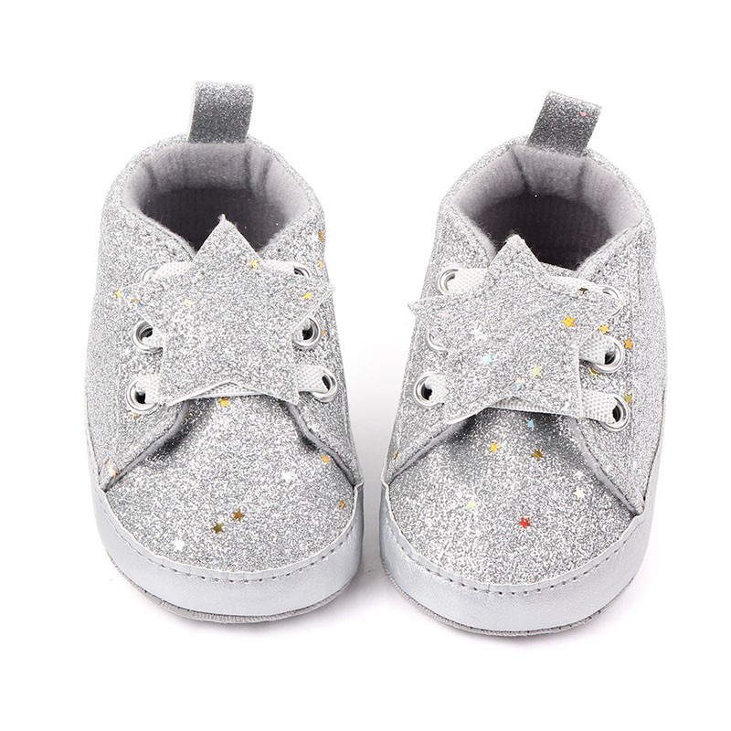 [NHẬP KIDTET hoàn 15% xu đơn 150k] Baby Boys Girls Anti-Slip Sequins Star Print Shoes Sneakers Toddler Soft Soled Shoe