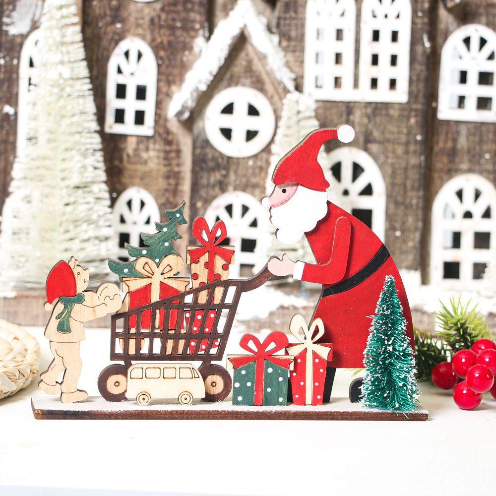 Phụ Kiện Trang Trí Giáng Sinh Bằng Gỗ Thiết Kế Rỗng 3D Sáng Tạo