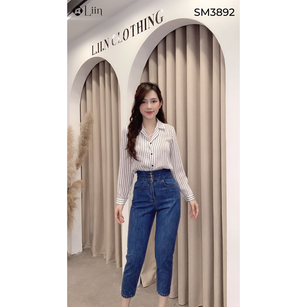 Áo sơ mi dài tay Sọc mix Cổ Vest phong cách trẻ trung, hiện đại Liin Clothing SM3899