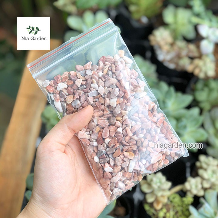 Sỏi hồng size 0.6 - 1cm trang trí chậu cây cảnh terrarium hồ cá xương rồng Nia Garden N6