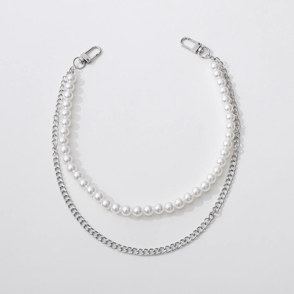 Thắt lưng hai lớp đính ngọc trai nhân tạo phong cách hip hop thời trang cho nam và nữ