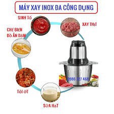 Máy xay thịt đa năng dao 4 lưỡi,cối INOX dung tích 2 lít