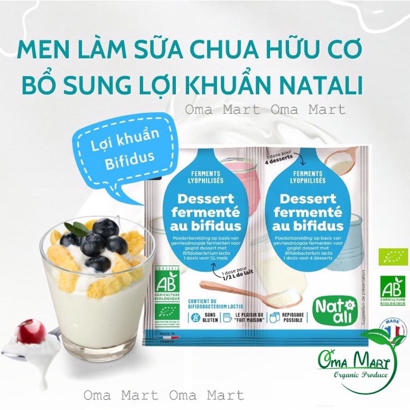 Men làm sữa chua hữu cơ bổ sung lợi khuẩn Natali
